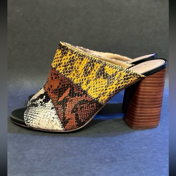 Gibson & Latimer Women's Mule Sz 8.5 Open Toe Heel Sandals Slip On Black Brown - Picture 3 of 6